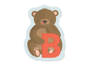 Klistermærker fra Bogstavzoo | B for bjørn