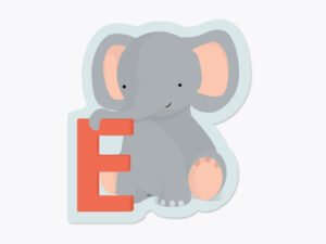 Klistermærker fra Bogstavzoo | E for elefant