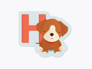 Klistermærker fra Bogstavzoo | H for hund