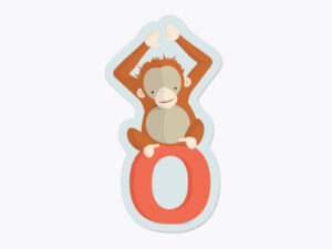 Klistermærker fra Bogstavzoo | O for orangutang