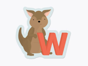Klistermærker fra Bogstavzoo | W for wallaby