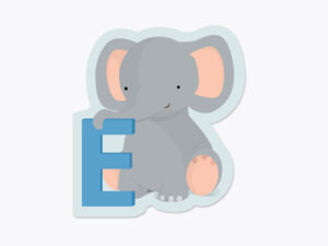 Klistermærker fra Bogstavzoo | E for elefant