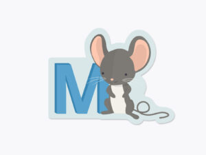Klistermærker fra Bogstavzoo | M for mus