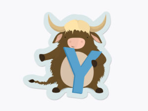 Klistermærker fra Bogstavzoo | Y for yak