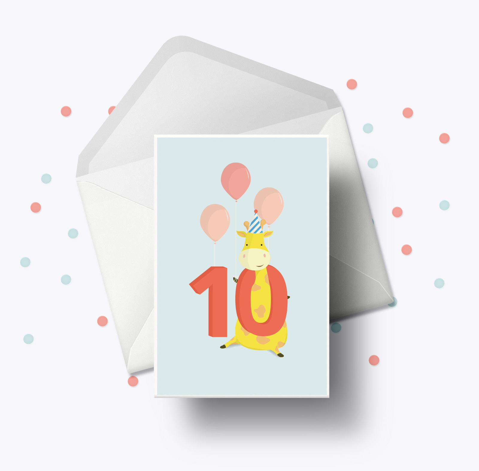 Fødselsdagskort fra Bogstavzoo | 10 års og 10 måneders mærkedage