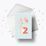 Fødselsdagskort fra Bogstavzoo | 2 års og 2 måneders mærkedage