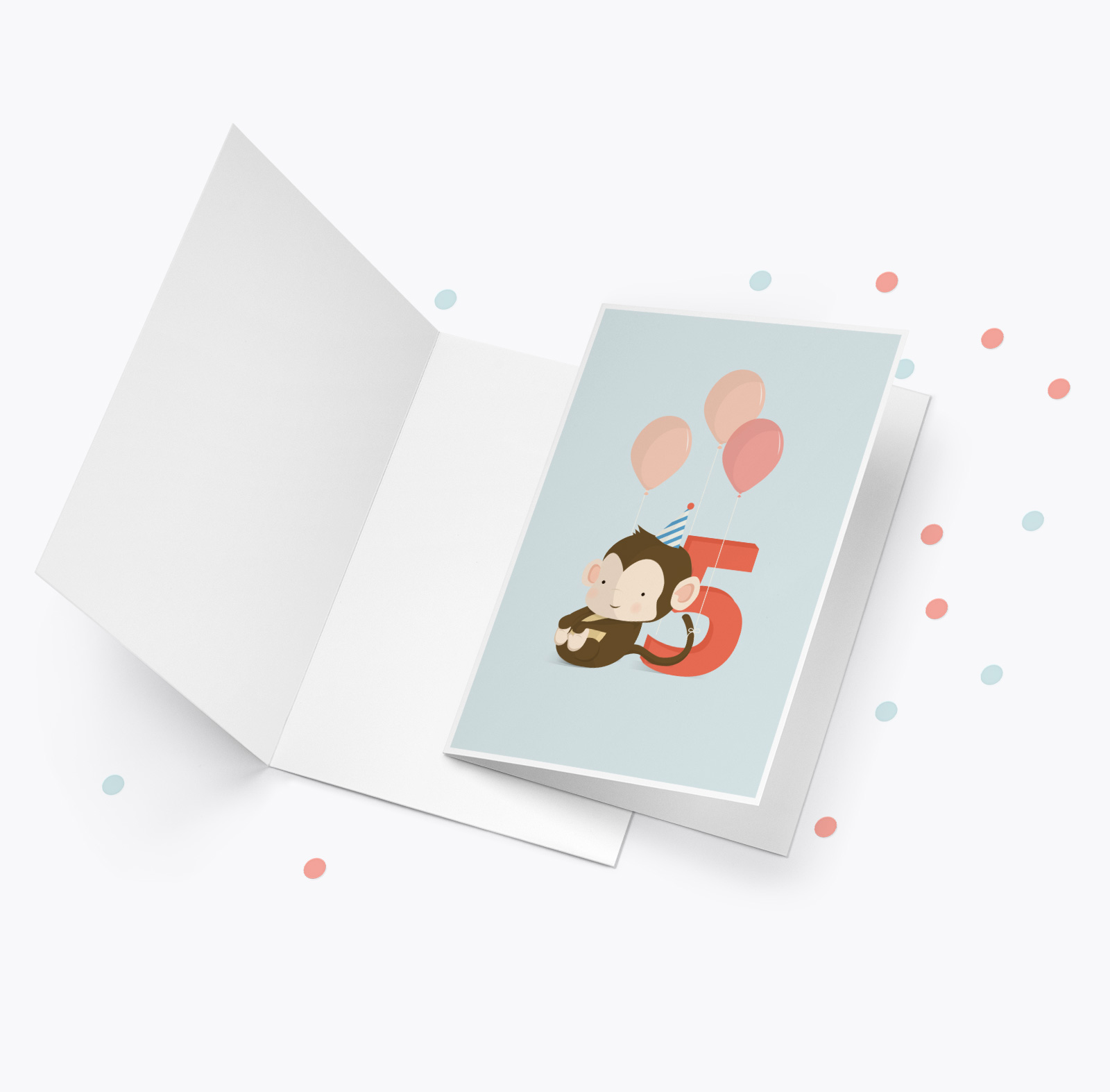 Fødselsdagskort fra Bogstavzoo | 5 års og 5 måneders mærkedage