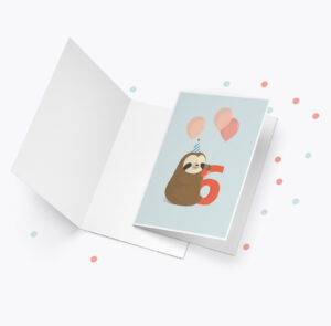 Fødselsdagskort fra Bogstavzoo | 6 års og 6 måneders mærkedage