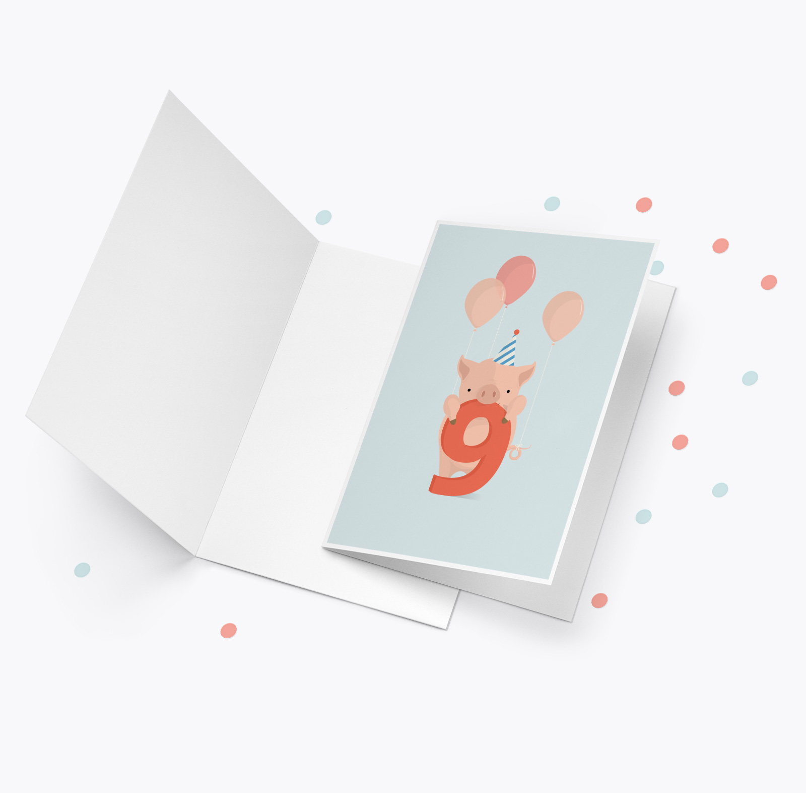 Fødselsdagskort fra Bogstavzoo | 9 års og 9 måneders mærkedage